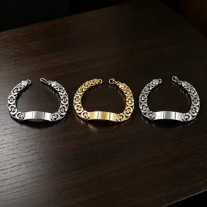 Schwere Byzantiner-ID-Armbänder aus Titanstahl in Gold- und Silberoptik für Herren