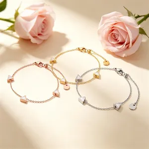 Minimalistisches Titanstahl Armband Geometrisches Dreieck Für Damen Roségold Silber Gold Galvanisiert Muschel Strass Verstellbare Kette Schmuck Geschenk