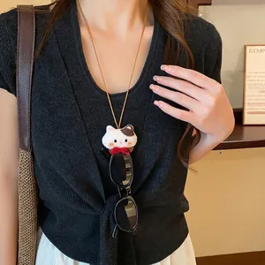 Collier pendentif chat en tissu mignon et support de lunettes de soleil pour femme