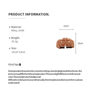 Product specification for brown fabric headband with gold star studs