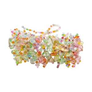 Farbiges Kristallperlen-Armband im Dopamin-Stil mit mehrschichtigen Bonbonfarben für Damen.