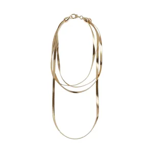 Élégant collier à plusieurs rangs en maille serpent dorée minimaliste pour femmes chic