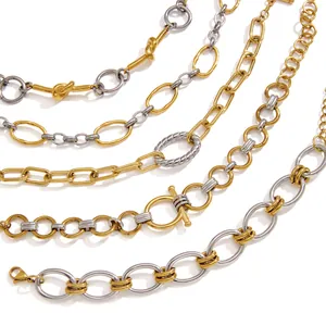 Set di bracciali a catena in acciaio inossidabile bicolore oro e argento
