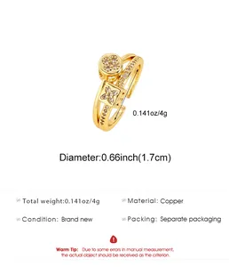 Detailed product specifications for golden zircon stackable open ring in copper material