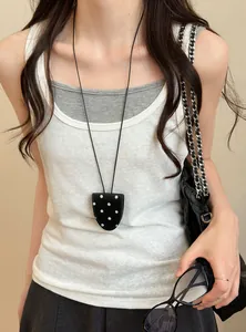 Handmade polka dot leather magnetic sunglasses holder clip necklace for daily use