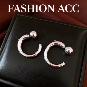 Minimalistische C-Förmige Ohrstecker Mit 925 Sterlingsilber Stift Kupfer Versilberte Kugel Nische Mode Schmuck