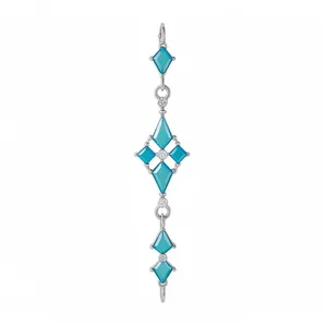 Elegante ruitvormige turquoise hanger met kristallen voor stijlvolle damesjuwelen