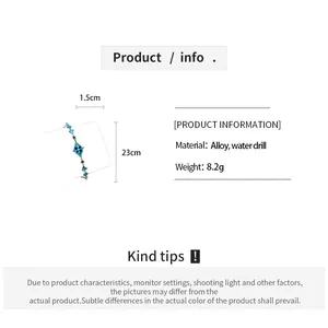 Productdetails van blauwe strassteentjes ruitarmband met 23 cm lengte en 8,2 g gewicht