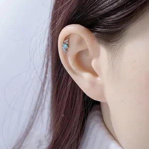 Luxe titanium legering hart zirkoon kraakbeen piercing oorknopje op de ear helix