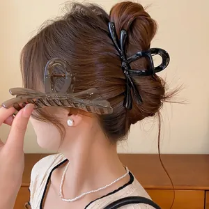 Pinzas para el Cabello con Lazo de Color Gelatina Acrílica Pinza de Cangrejo Cruzada Accesorios para el Cabello para Mujer Tocado Dulce y Suave