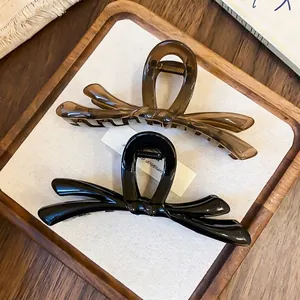 Elegantes pinzas para el cabello con lazo en color gelatina para mujeres