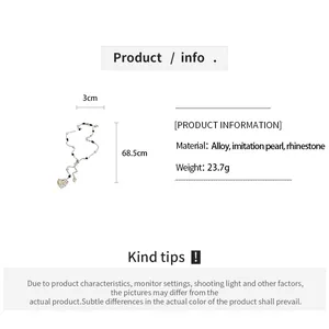 Detaillierte Produktinfos für Retro-Herz-Perlenhalskette mit Legierung und Strass