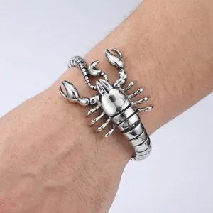 Punk style personalized silver scorpion titanium steel bracelet for men worn on wrist