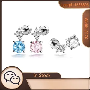 Pendientes de Helix de Aleación de Titanio y Cobre con Circonia de Flor para Hombre Mujer Joyería de Piercing Geométrico