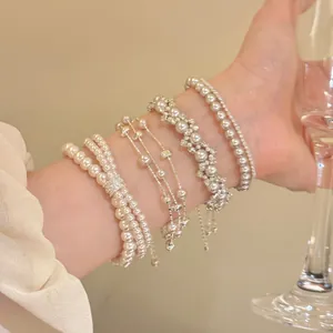 Franse Luxe Zirconia Geometrische Kunstparel Armband Voor Dames Elegant Ontwerp Armband Sieraden Accessoire