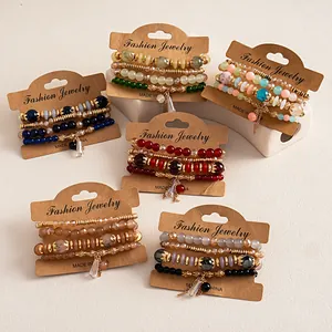 Juegos de pulseras de cuentas de estilo étnico vintage en varios colores