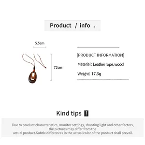 Detalles del producto para collar retro de resina con info de material y peso