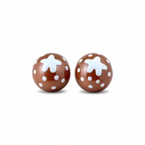 Boucles d'oreilles sphériques plaquées or 18 carats avec pois blancs