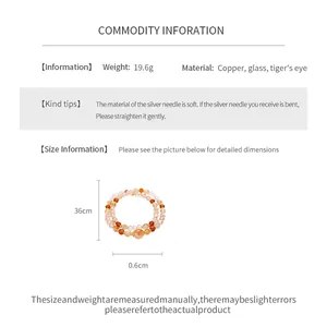 Especificaciones detalladas de pulsera de cuentas de ojo de tigre y vidrio