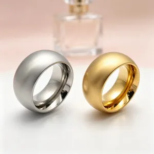 Titanium Steel Brushed Outer Inner Polished Ring Minimalist Comfort Fit Domed Band Ring For Unisex Couple Gift Fashion Jewelry