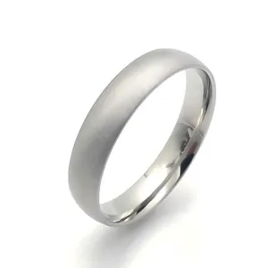 Minimalist stainless steel plain band ring with brushed exterior finish