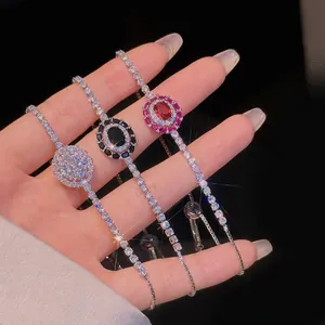 Bracelets de tennis vintage en zircon ovale avec fermoir coulissant réglable