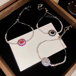Bracelets bolo réglables style cour vintage avec pierres zircons ovales lot de 3