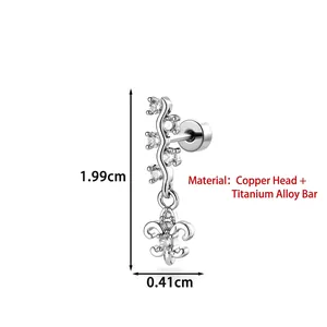Fleur-de-lis Wellen-Anhänger Titan Helix-Ohrstecker mit Zirkonia-Akzenten