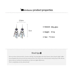 Spécifications détaillées des boucles d'oreilles bohèmes à pampilles en cristal