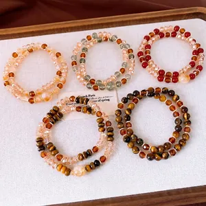 Bracelet multicouches élégant en pierres d'œil de tigre pour femme, accessoire de mode