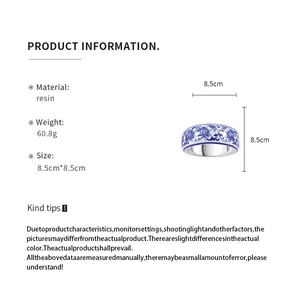 Detailed specifications for resin bracelet with blue and white porcelain floral pattern