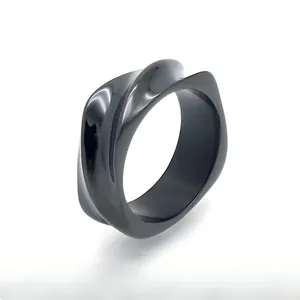 Bague spirale torsadée de 8 mm en acier au titane pour hommes et femmes