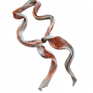 Prachtige vintage geplooide bedrukte strik-stijl ketting accessoire met elegante kraal.