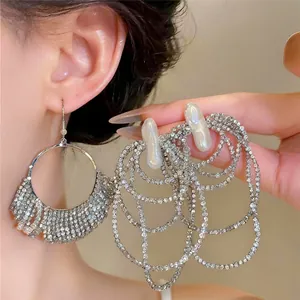 Luxus Legierung Künstliche Perle Quaste Ohrringe Mit Silber Ohrringpfosten Elegant Strass Mehrschichtige Ohrringe Für Damen Party Schmuck