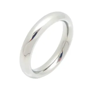 Classic polished 304 stainless steel plain band ring with 4mm width minimalist jewelry