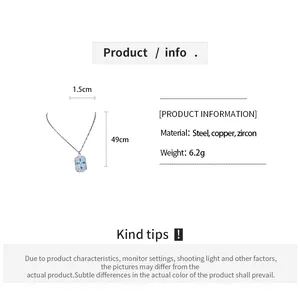 Gedetailleerd overzicht van de ketting met zirkoon hanger, 49 cm lang en 1,5 cm breed.