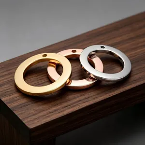 Polished stainless steel geometric ring pendants in gold, rose gold and silver finish