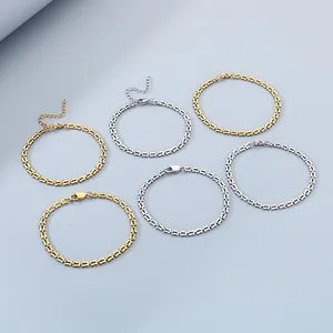 Minimalist Stainless Steel Note Chain Bracelet For Women Personality Ins Style Geometric Rectangular Link Bracelet Gold Silver Jewelry Gift