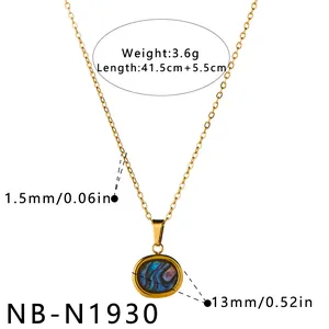 Spécifications du collier en acier inoxydable avec pendentif incrusté de coquille