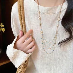 Korean Style Zirconia Rhombus Tassel Necklace Light Luxury Fashion Simple Clavicle Chain Versatile Temperament Copper Jewelry Women