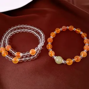 Élégant bracelet multicouche en agate naturelle et perles de cristal pour femme
