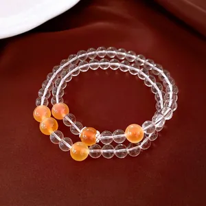 Élégant bracelet double couche en agate claire et orange pour femmes pour un look de luxe