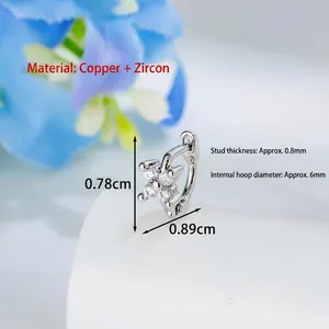 Elegant silver-tone flower huggie hoop earring with clear cz zircon for cartilage piercing