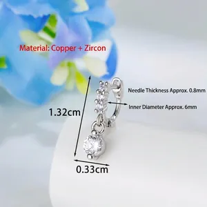 Elegant minimalist silver hoop earring featuring a brilliant dangling clear zircon pendant
