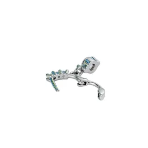 Elegant silver cartilage hoop earring featuring a delicate single diamond flower pendant