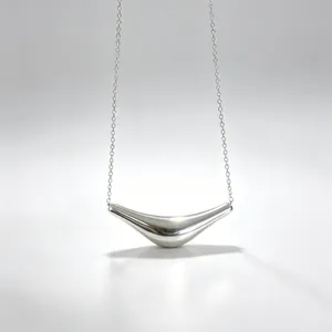 Μακροεντολή λεπτομέρεια ασημένιου κολιέ με ακανόνιστο τόξο από ανοξείδωτο ατσάλι