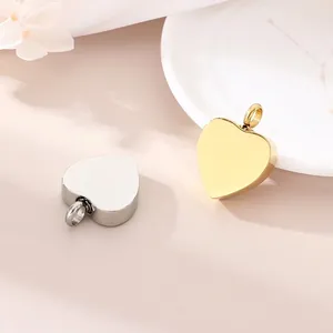 Minimalist Stainless Steel Heart Urn Pendant Necklace Gold Silver Plated Heart Charm For Ashes Niche Memorial Jewelry For Women Gift