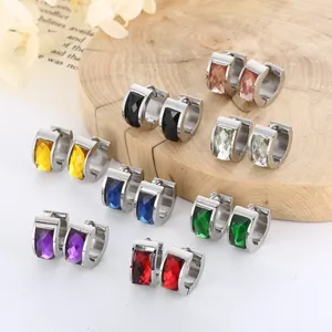 Meerkleurige facetgeslepen glassteen titanium stalen creolen voor dames stijlvolle set