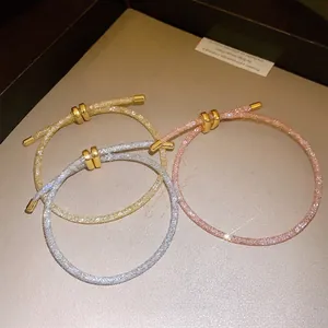 Dames Zirconia Ovaal Schuifarmband Verstelbare Koperen Gaasketting Mode Woon-werkverkeer Lichte Luxe Sieraden Elegant Handaccessoire Cadeau