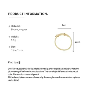 Productinformatie voor gouden zirkoon armband met 22 cm maat en materiaalgegevens